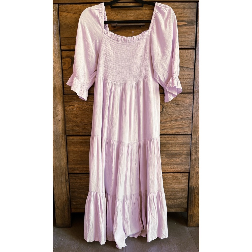 OAK + FORT Light Pink Midi Tiered Sundress